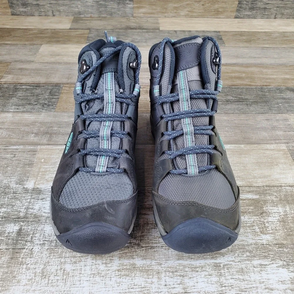 Keen Steens‎ Mid Womens Boots Sz 9 Steel Gray Ocean Wave Waterproof Hiking Boots